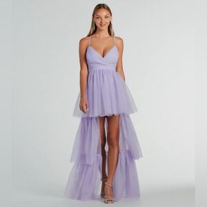 Lavender Ophelia Tulle Formal Ruffled Dress
